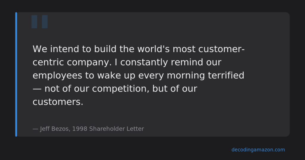 Jeff Bezos 1998 shareholder letter quote on customer obsession